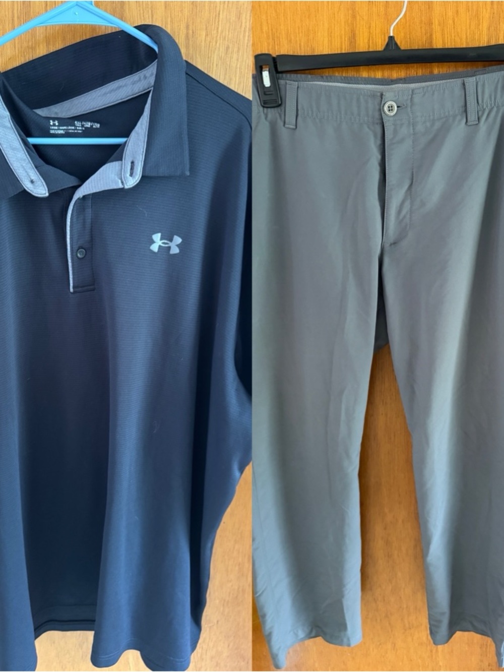 Under Armour Black Polo & Gray Pants - Athletic Casual Set